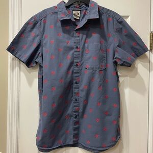 The North Face Mens Small Baytrail Jacquard Button-Up Shirt Short Sleeve Blue